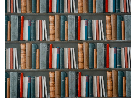 A bookshelf full of books.