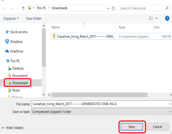 Choose a location to save the file