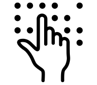 illustration of a hand reading braille.
