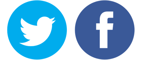 Logos of Twitter and Facebook.