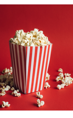 A bag of movie theatre popcorn.